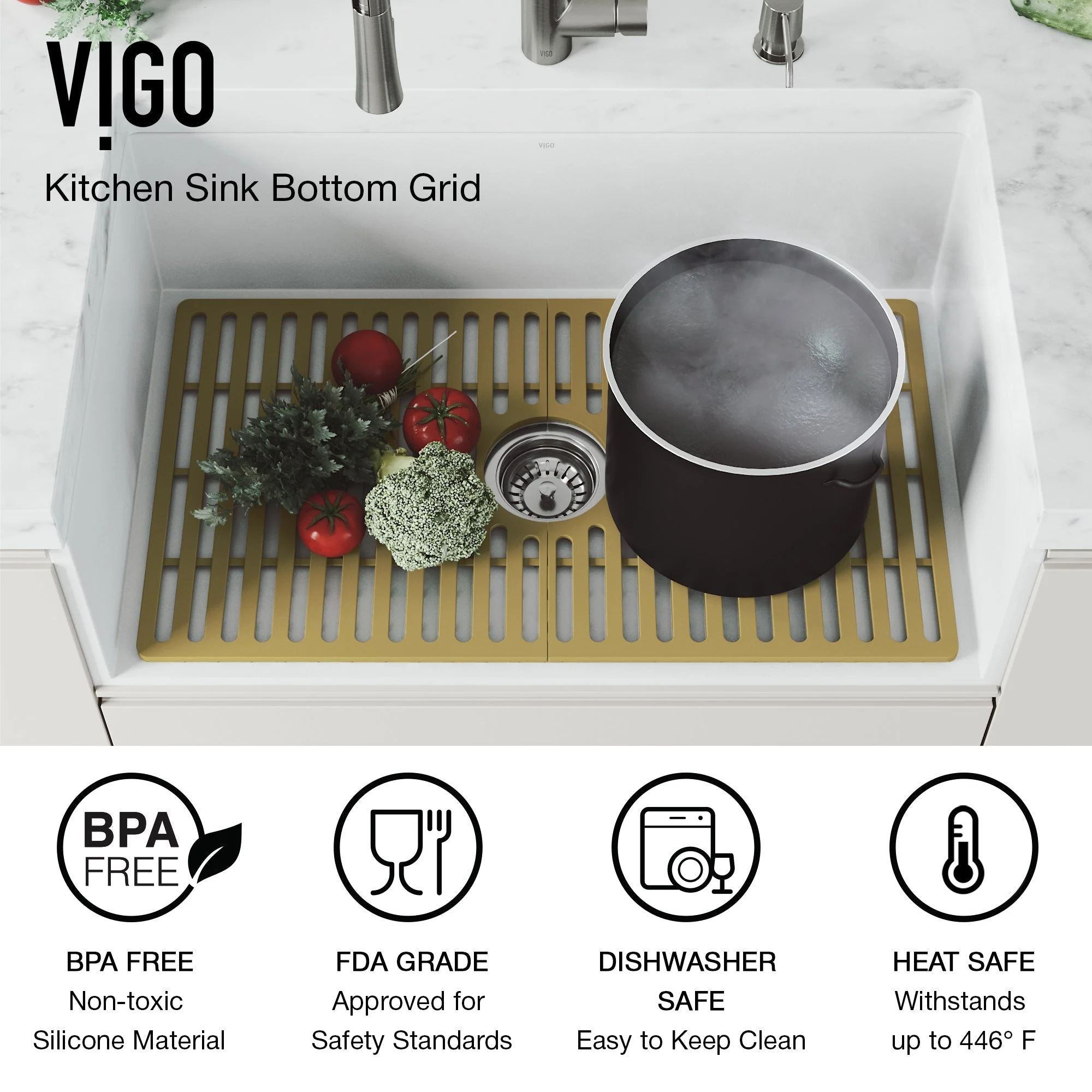 VIGO Edison Silicone Kitchen Sink Bottom Grid - Image 65
