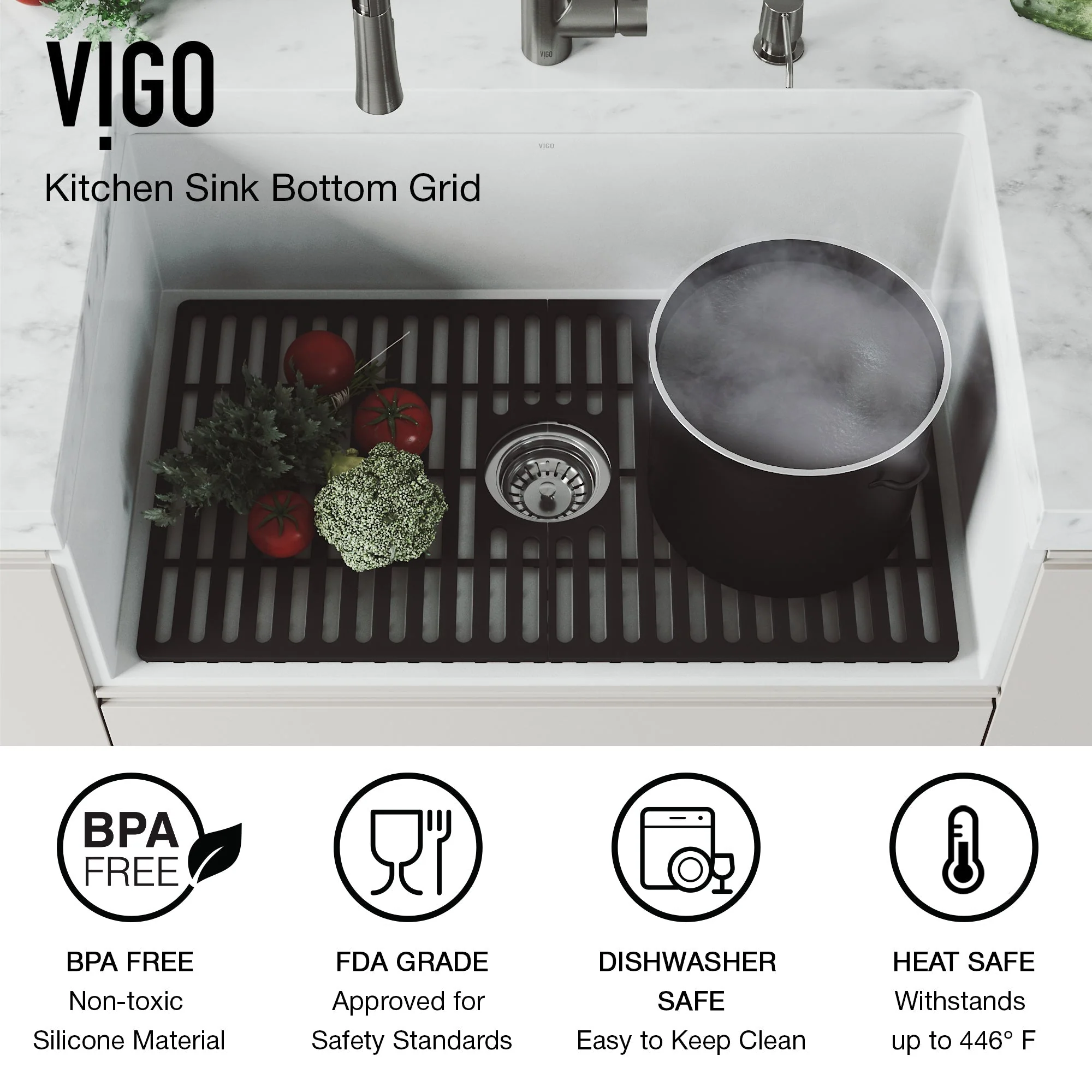 VIGO Edison Silicone Kitchen Sink Bottom Grid - Image 75